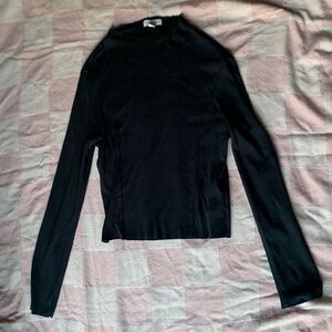 Black Structured Top Shot long sleeve top